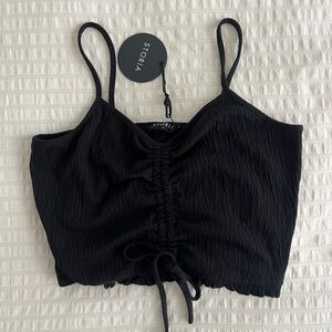 NWT • Storia Black Ruched Crop Top
